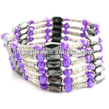 Magnetic Purple Pearl Beaded Wrap Bracelets & Collier 36 "